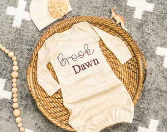 Baby Girl Coming Home Outfit Baby Girl Clothes Personalized Baby Girl Gift Personalized Baby Girl Outfit Newborn Girl Clothes Newborn Hat