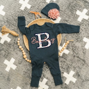 Baby Girl Coming Home Outfit Baby Girl Clothes Personalized Baby Girl Gift Personalized Baby Girl Outfit Newborn Girl Clothes Newborn Hat