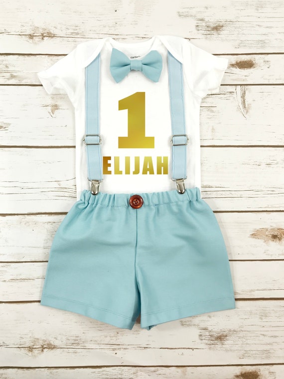 1st birthday outfit boy suspenders