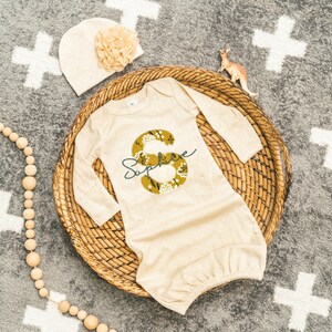 Baby Girl Coming Home Outfit Baby Girl Clothes Personalized Baby Girl Gift Personalized Baby Girl Outfit Newborn Girl Clothes Newborn Hat