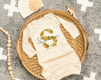 Baby Girl Coming Home Outfit Baby Girl Clothes Personalized Baby Girl Gift Personalized Baby Girl Outfit Newborn Girl Clothes Newborn Hat