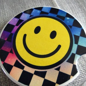 Smiley Face Car Coasters: Sandstone or Neoprene 2-Pack