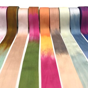 May Arts 1.25 Inch 100% Hand-Dyed Variegated Multi-Color Silk Ribbon with Woven Edge