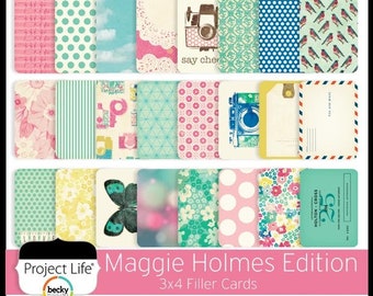 25 3x4 Project Cards, Or 12 4x6 Project Cards, Journal Cards, Project Life Cards, Vintage Theme, Becky Higgins Cards RARE - MAGGIE HOLMES
