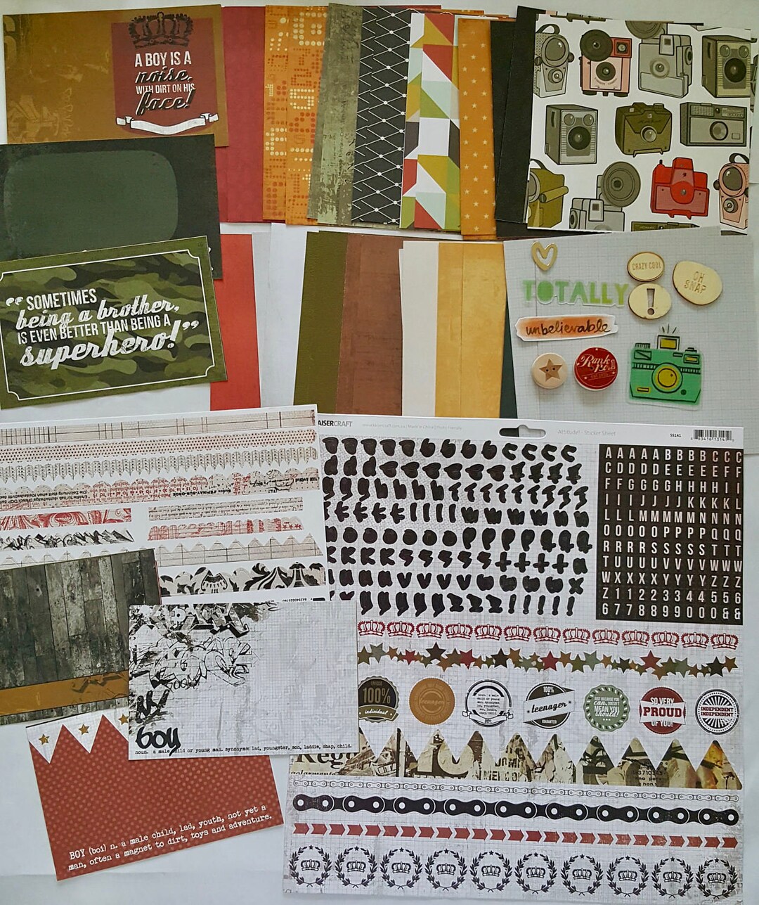 Scrapbooking Kit Teen Teenager Tween Camo Mixed Media Etsy