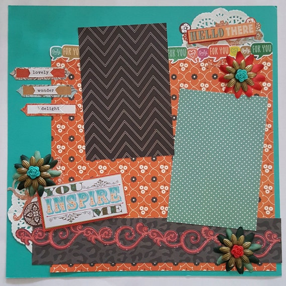 Items similar to Inspire Scrapbook Page, Girlfriend Scrapbook Page
