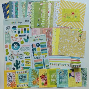 Lot de 2 à 30 feuilles de papier cartonné 6 x 6 My Mind's Eye, feuille d'autocollants, feuilles d'autocollants pour agenda, cartes journal faites main, rubans adhésifs Washi