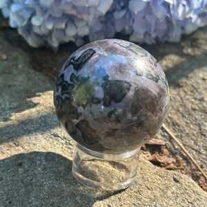 Indigo Gabbro Sphere, Ethically Mined, Mystic Merlinite, Indigo Gabbro, With Stand, GAB6/17, Intuition, Amplification, Protection, Grounding
