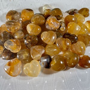 Golden Hematoid Quartz Hearts, GHH8/20, Golden Quartz, Solaris Quartz, Madagascar Golden Quartz, Crystal Grids