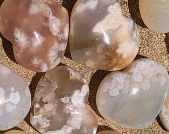 Flower Agate Heart, Flower Agate, 5/13FAH, Agate Heart, Dendrites in Chalcedony, Translucent,  Madagascar Agate, Ethically Sourced