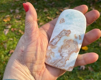 Seafoam Calcite, Caribbean Calcite, Pistachio Calcite, Seafoam Calcite Freeform, With Stand, Caribbean Calcite Freeform, SEF1/21