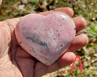 Rhodonite Hearts, HRH4/16, Your Choice, Pink Rhodonite Heart, From Peru, Heart Chakra, Rich Colors, Intricate Patterns