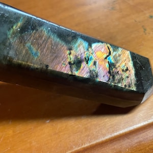Labradorite Tower, Spectrolite, Blues, Reds, Oranges, Labradorite Obelisk, TAB11/24, Ethically Mined in Madagascar,  Intuition, Serendipity