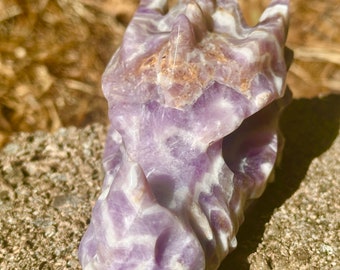 Amethyst Dragon, Dream Amethyst, Dream Amethyst Dragon Skull, Chevron Amethyst Realistic Carving, Lovely Patterns, DGN7/4