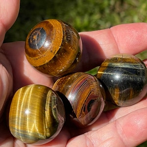 Tiger Eye Spheres, TS8/10, Tiger Eye Spheres, Lots of Chatoyancy! Base Included, Small Tiger Eye Sphere