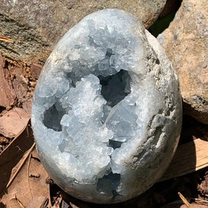 Blue Celestite Egg, Celestite Geode, CE4/15, 2 LB 12 OZ, Celestite, Crystal Egg, Ethically Sourced from Madagascar