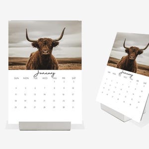 2026 Montana Fine Art Desk Calendar, rustic, ranch, farm, horse, country, longhorn cow, highlander cow, windmill, cattle drive, tipi