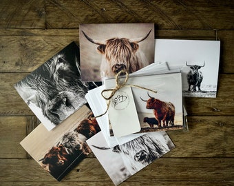 Montana Custom Notecards (6 pack), fine art notecards, Montana, highlander cow, cows, baby highlanders, farm, fine art notecards