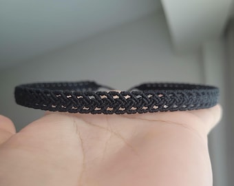 Handmade Black Macrame Choker – Boho Statement Jewelry, Adjustable Minimal Gift