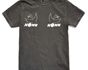 Honk Honk Goose T-shirt, rökfärgade bekväma färger, bekväm bomullsskjorta, rolig grafisk T-shirt