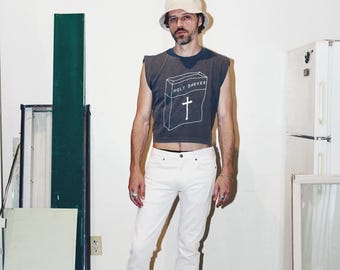 Holy Smokes Crop Top, American Apparel Muscle Tee, Gray Unisex Tank