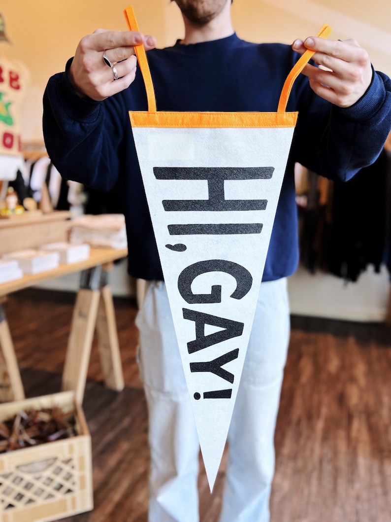 Hi, Gay! Retro Pennant Queer Pride Wall Decor image 3