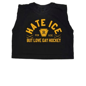 I Hate ICE but Love Gay Hockey Heated Rivalry Cropped Muscle Tank