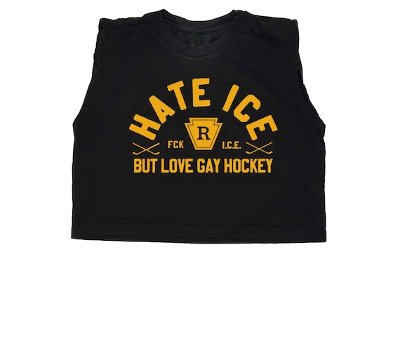 Hate ICE but Love Gay Hockey Heated Rivalry Cropped Muscle Tank