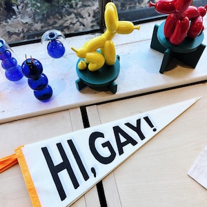 Hi, Gay! Retro Pennant Queer Pride Wall Decor image 1