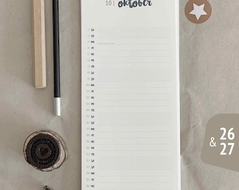 Kleiner Wandkalender 2026, 2027, Halb A4, Jahresplaner mit wählbarem Startmonat, Minimalistisches Design