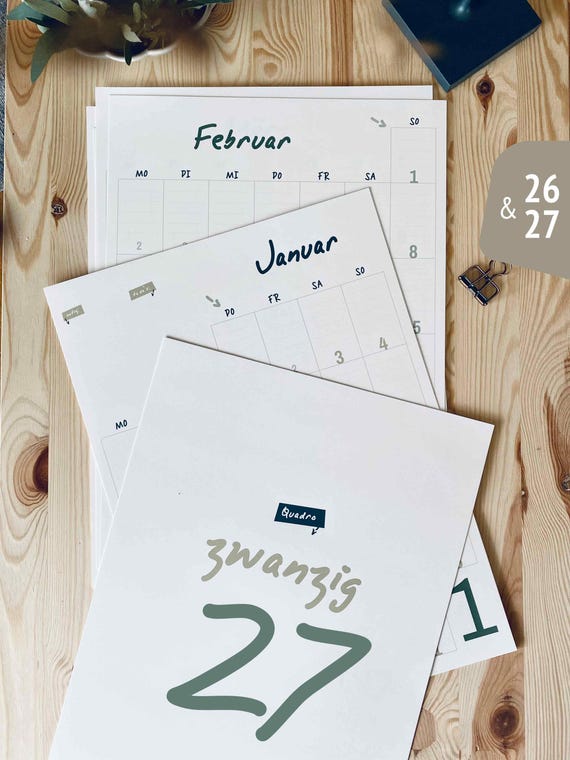 A3 Familienkalender und Jahresplaner 2026/2027 "Quadro“ (DIN A3)