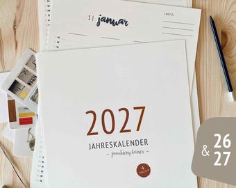 A3 Familienkalender und Jahresplaner 2026/2027 "No. 2" – A3 mit 3,4,5 oder 6 Spalten