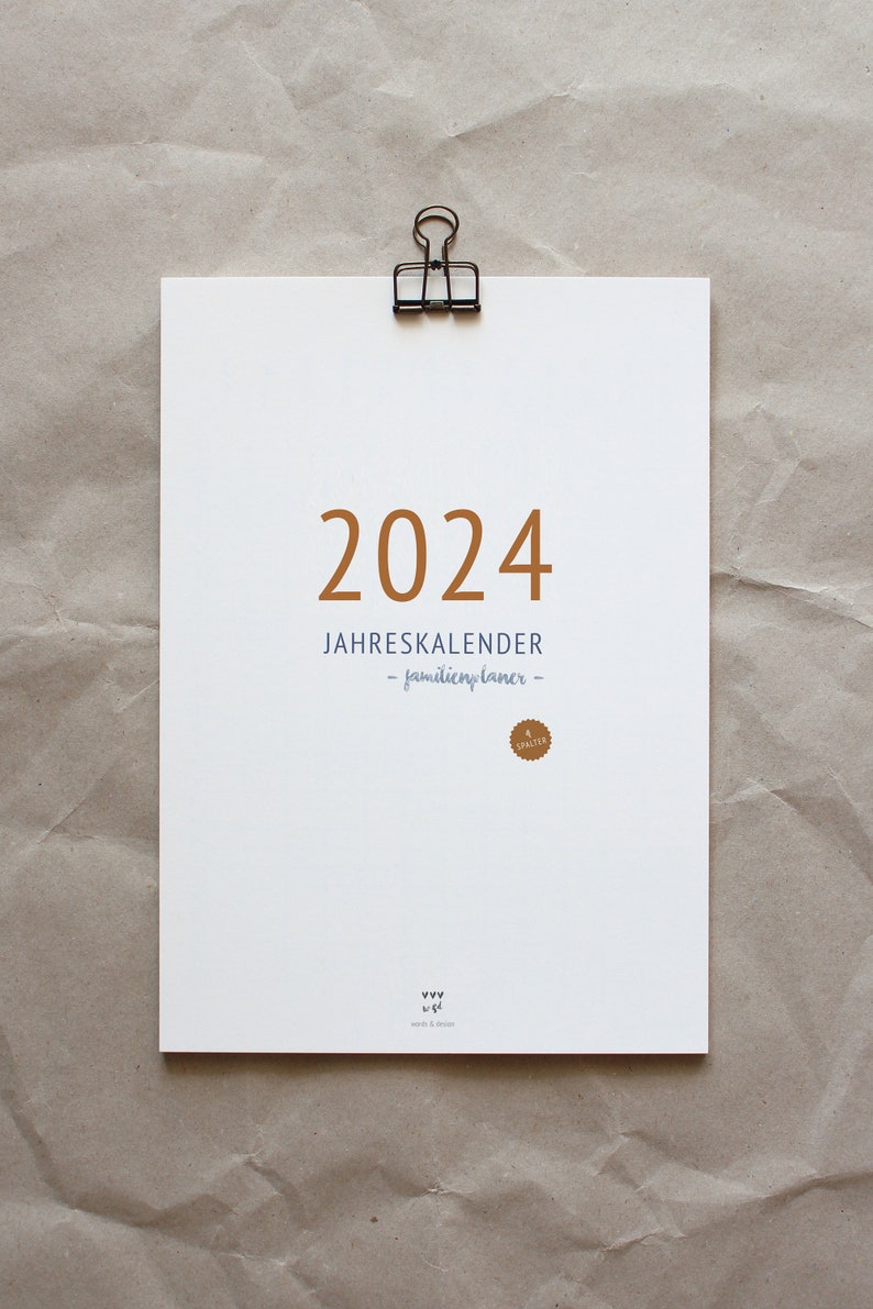 A4 Familienkalender und Jahresplaner 2024/2025 No. 2 DIN A4 mit 3/4/5 Spalten Bild 1