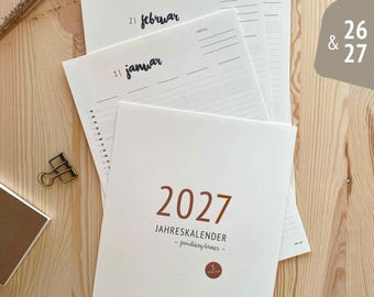 A4 Family Calendar and Year Planner 2026/2027 "No. 2" (DIN A4) - with 3/4/5 columns