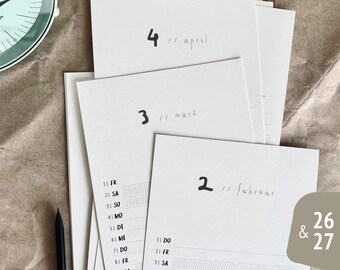 Wall calendar 2026/2027 - "Piccolo No. 3" - black/white