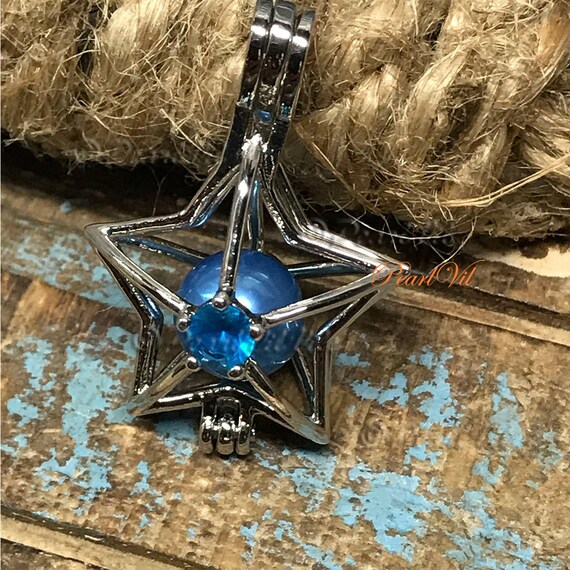 Oracle of Moon And Star Pearl Cage Pendant 925 Sterling Silver Option Chain USA