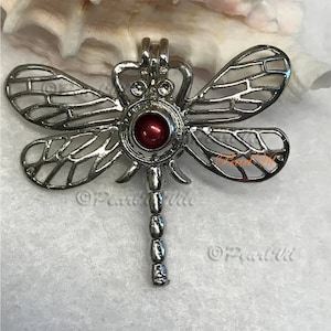 Soaring High Dragonfly - Locket Pearl Cage Pendant For 6-8mm Pearl - Solid 925 Sterling Silver
