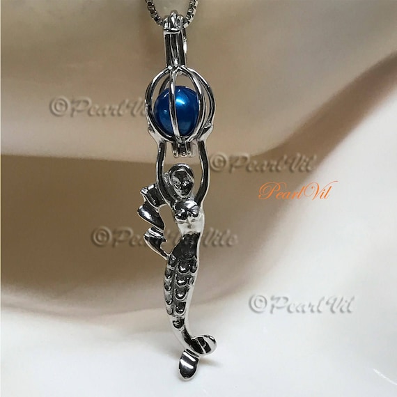 Oracle of Moon And Star Pearl Cage Pendant 925 Sterling Silver Option Chain USA