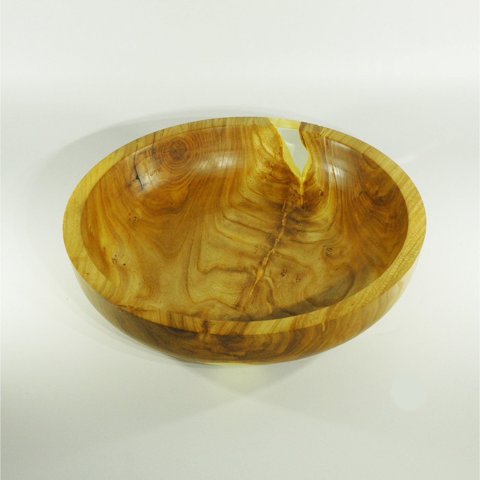 Large Wooden Bowl Resin Insert Fruit Wood Bowl Hand Carved Etsy