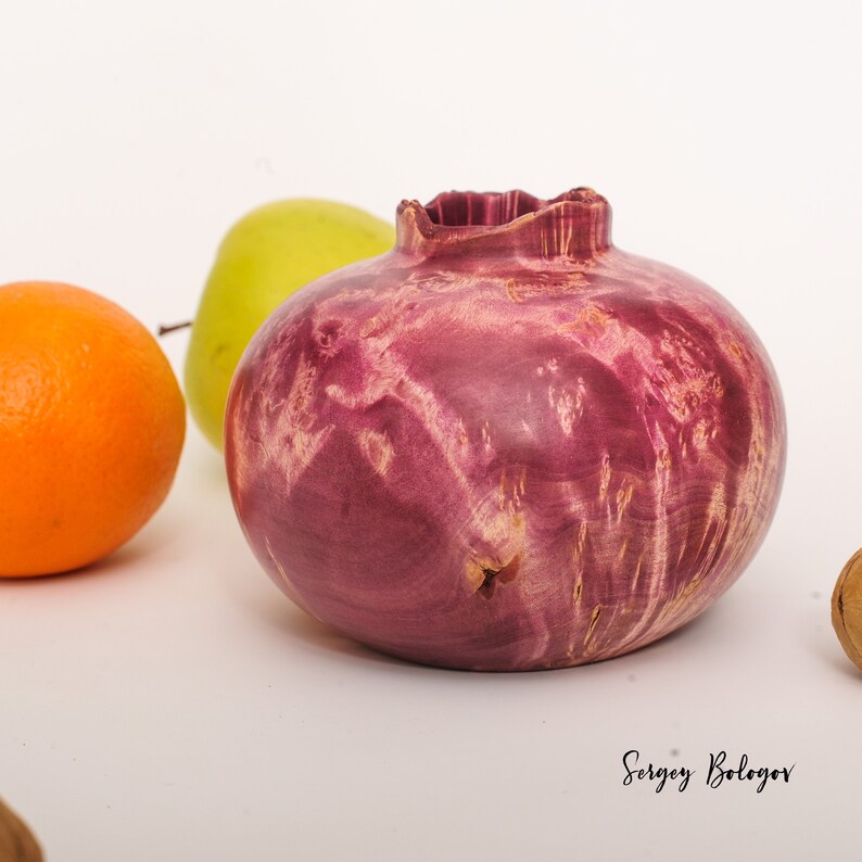 Garnet Wooden Vase Pomegranate Decorative Wood Vase Maple Etsy