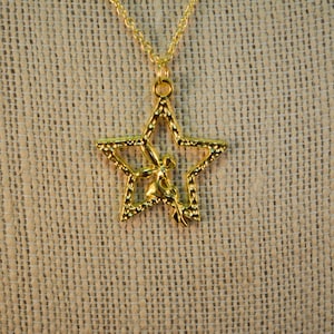Fairy in Star Necklace Gold Tone