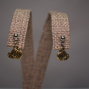 Metal Pumpkin Earrings in Silver or Gold