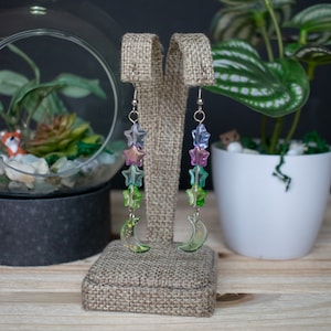Northern Lights Glass Stars and Moon Earrings