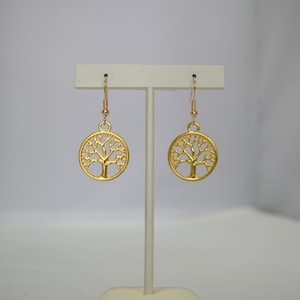 Small Tree Earrings in Gold and Silver