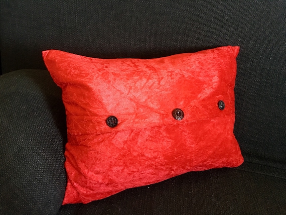 Throw Pillow Red Decorative Pillow Velvet Pillow Machine Etsy