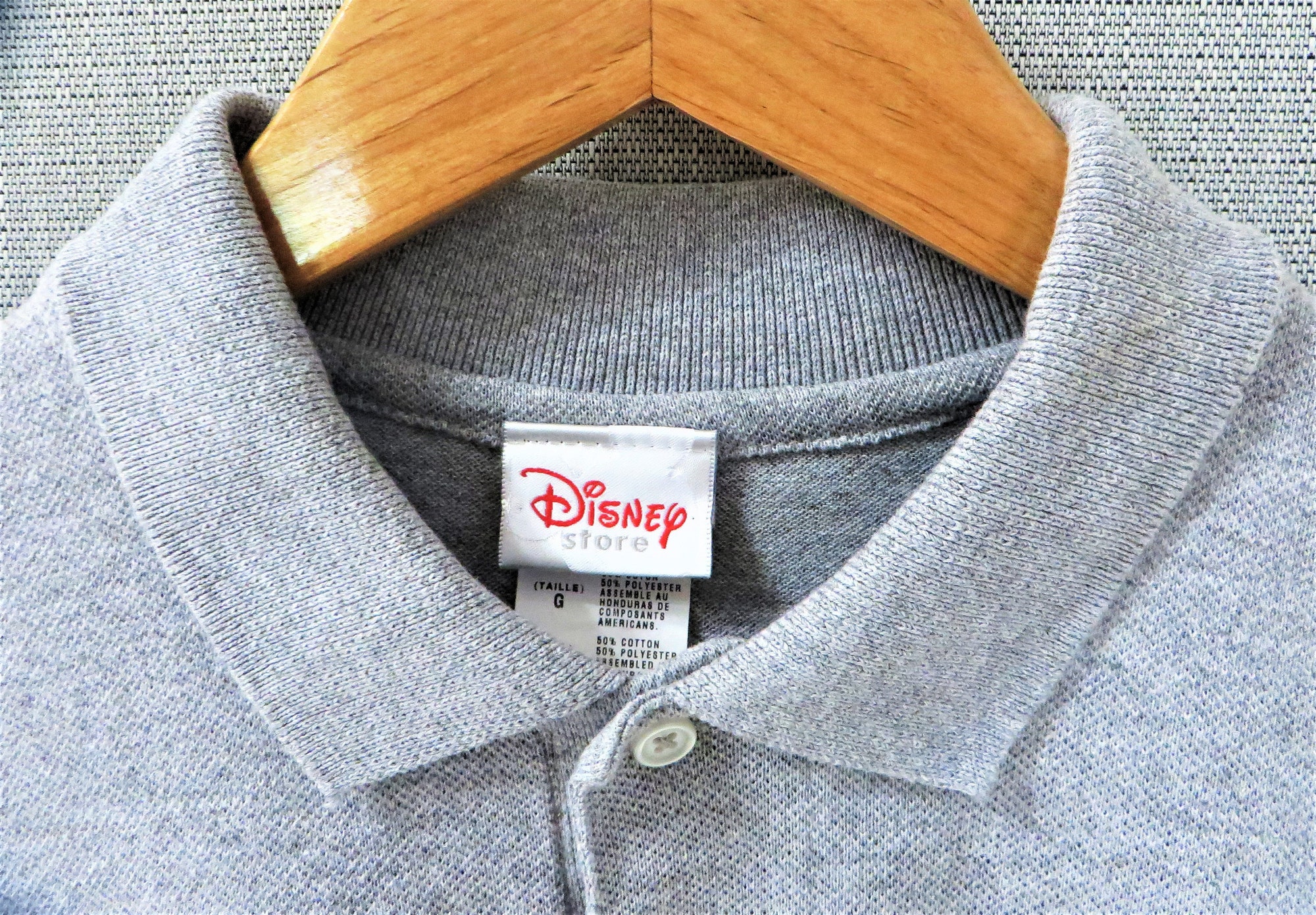 90s New Vintage Embroidered Classic Mickey Mouse Disney Polo Shirt Heather Gray Short Sleeve Pullover