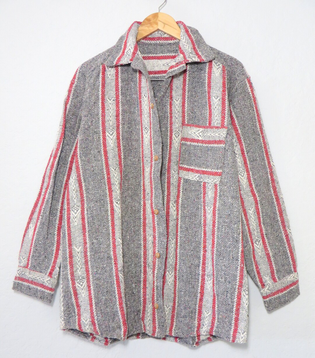 Serape Blanket Shirt Jacket New Vintage Heavy Weight Gaucho Etsy