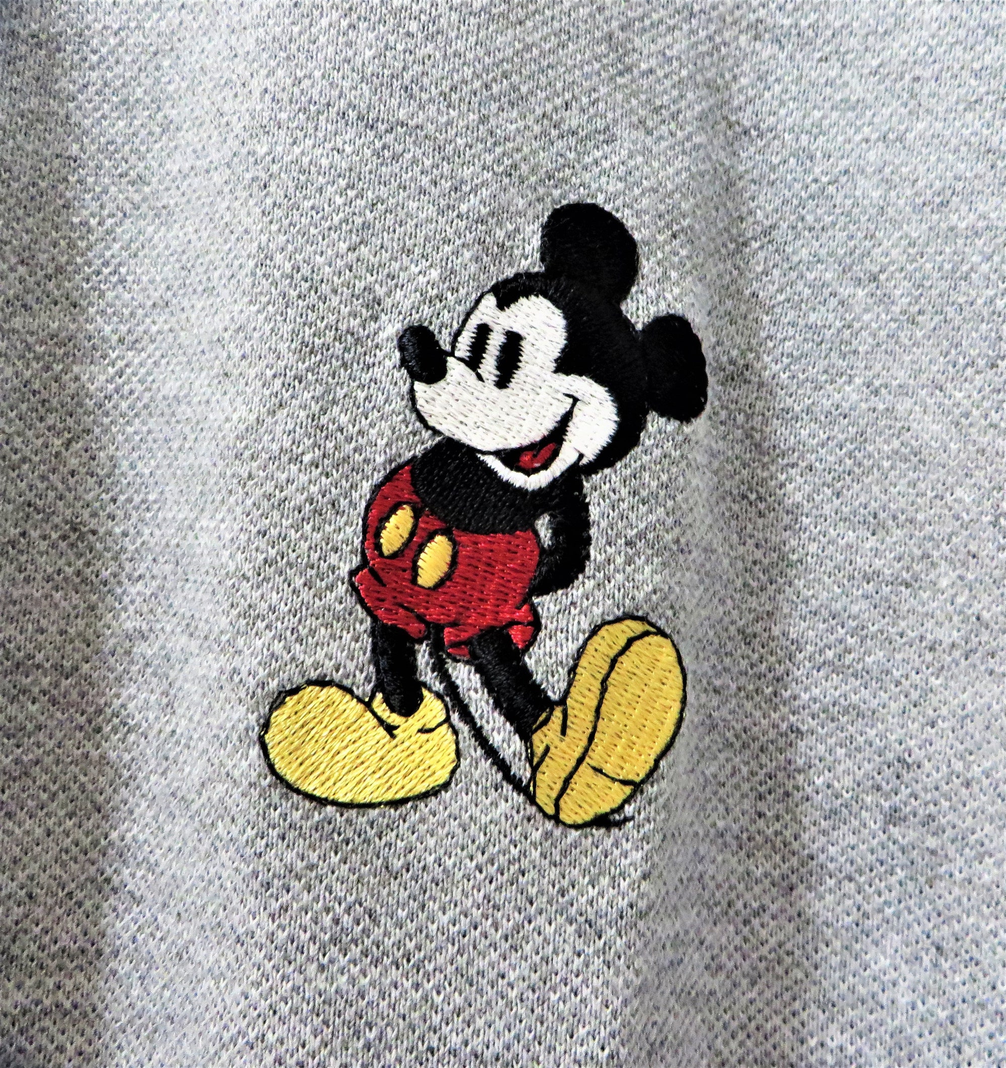 90s New Vintage Embroidered Classic Mickey Mouse Disney Polo Shirt Heather Gray Short Sleeve Pullover