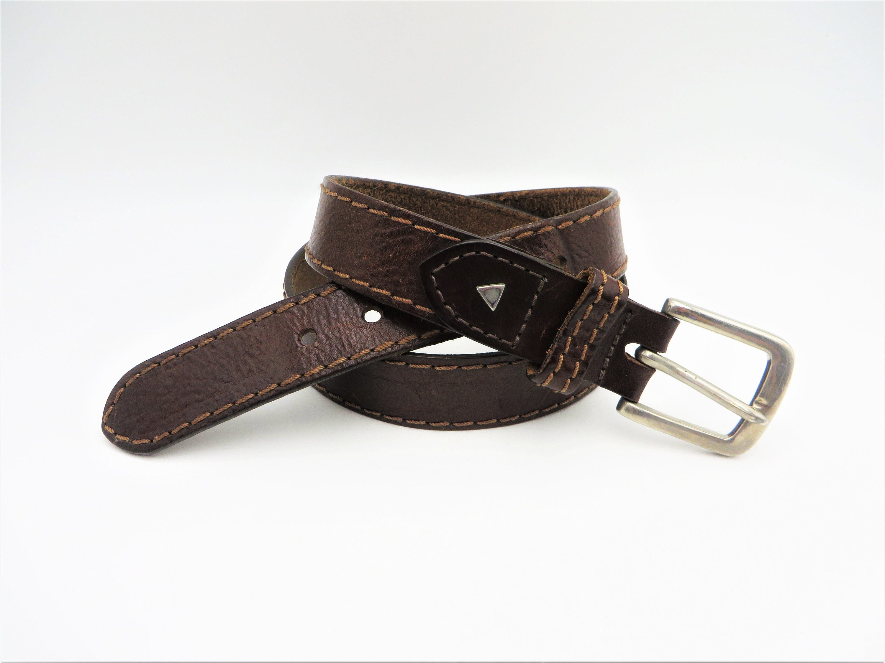 Vintage GUESS USA Distressed Brown Leather Belt Top Stitch  display picture 2