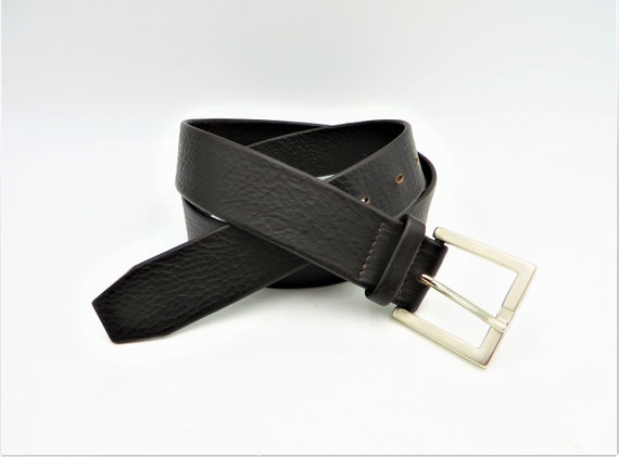 Vintage GARUGLIERI Dark Brown Italian Leather Belt Silver  display picture 2